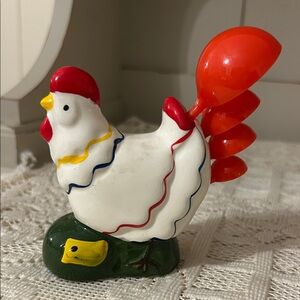 Vintage Rooster Measuring Spoons Holder